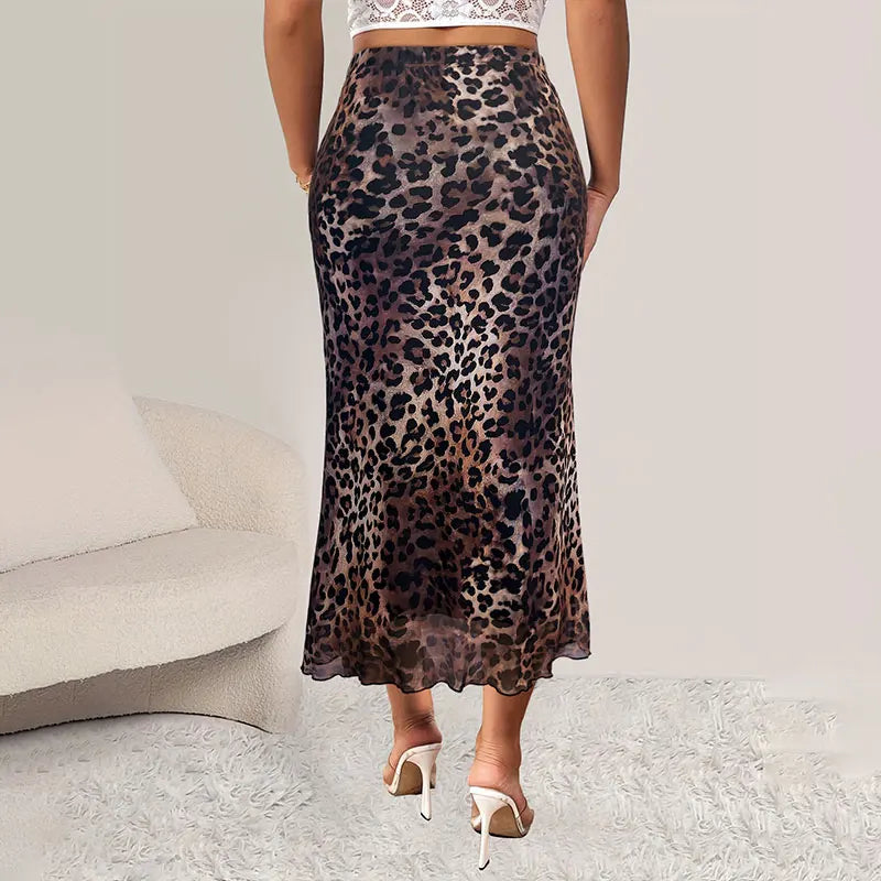 Falda clásica de leopardo para mujer