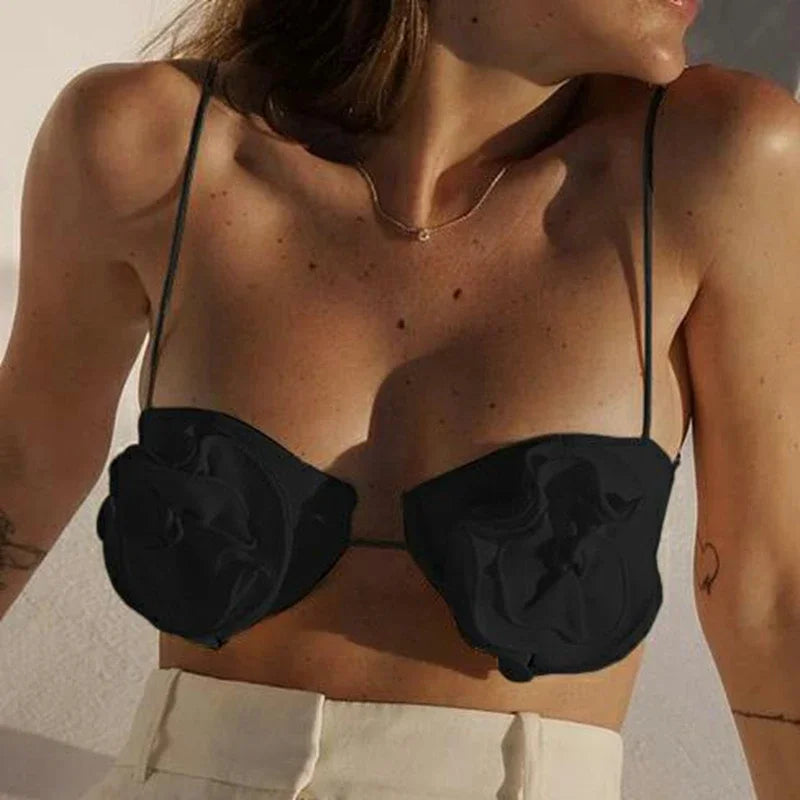 Camisola tipo sujetador con diseño de flores para mujer