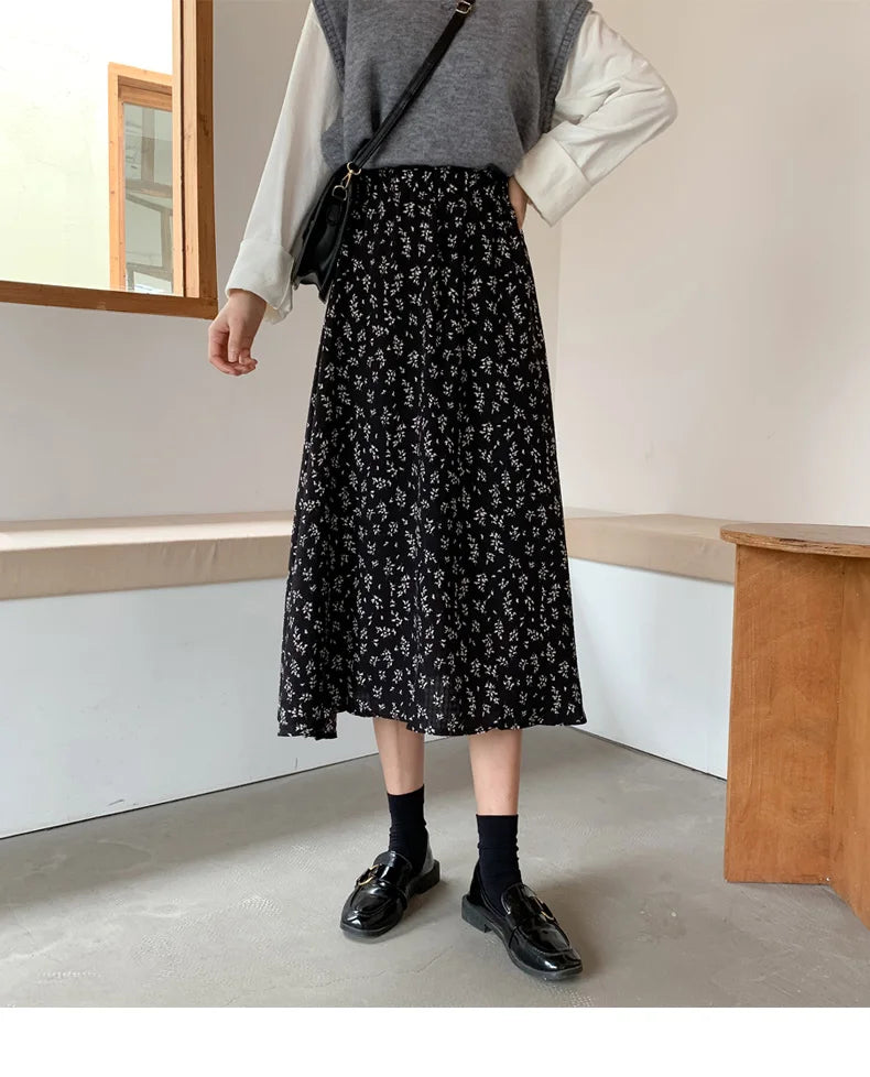 Floral Print Midi Skirt for Women
