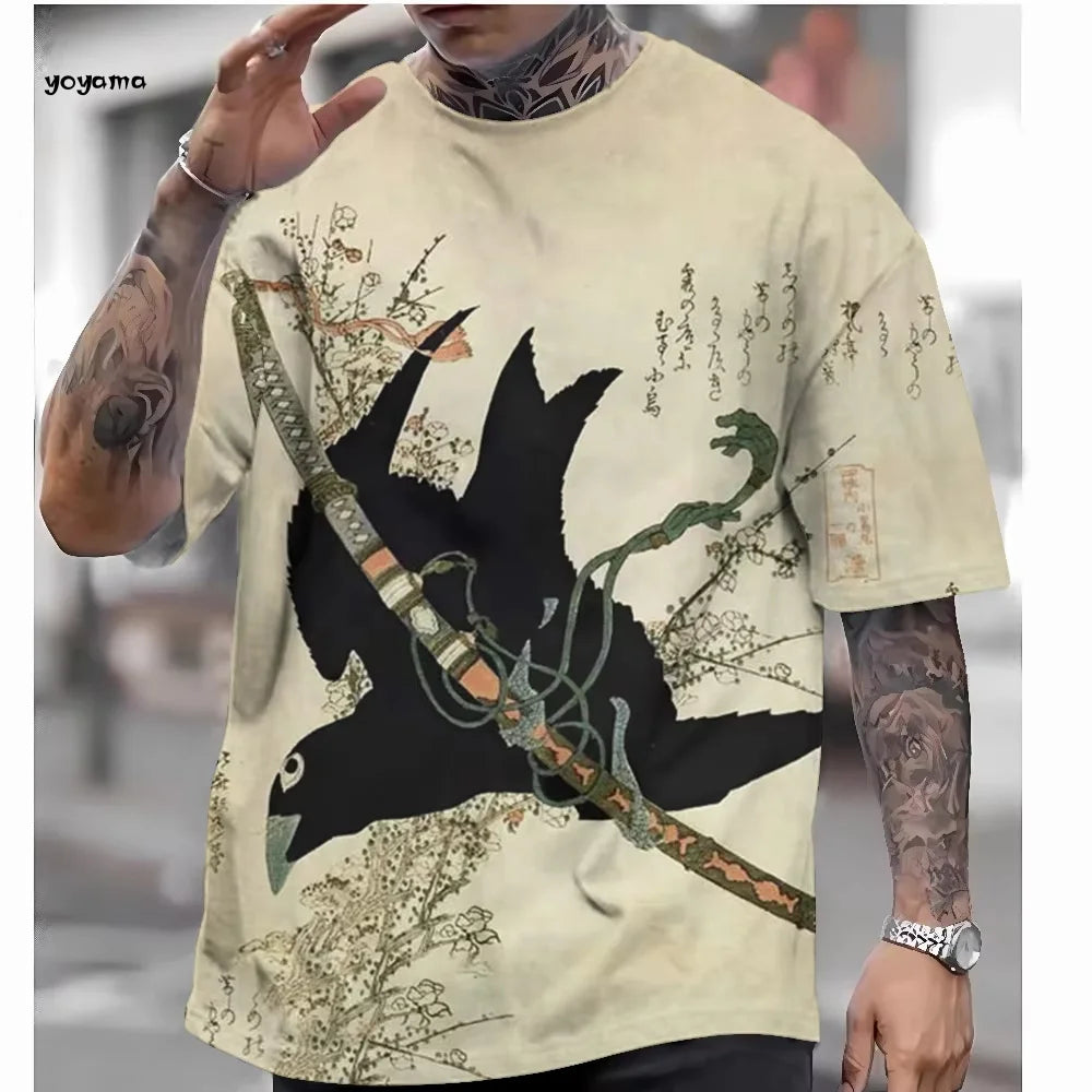 Camiseta de estilo japonés para hombre