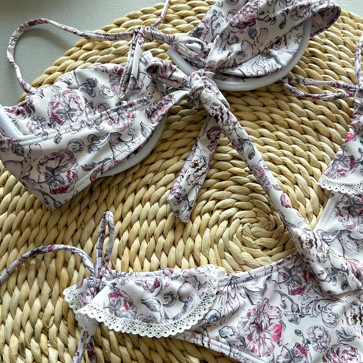 Bikinis push up con estampado de flores para mujer